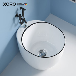 XORO拖把池阳台家用卫生间创意蛋型墩布池洗脚池陶瓷拖布池落地式
