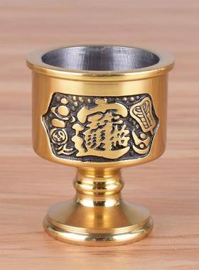 佛具纯铜加内胆供杯财神供奉节庆供佛财神酒杯茶杯室内复古包邮