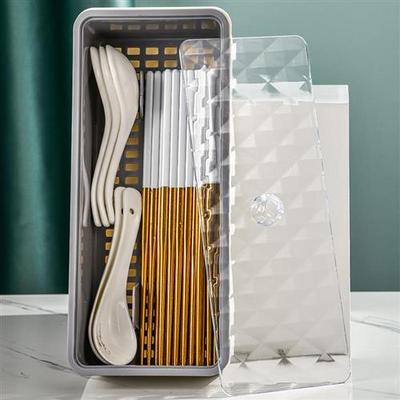 筷子收纳盒沥水多功能轻奢带盖筷笼子家用家庭2021新款高档台面