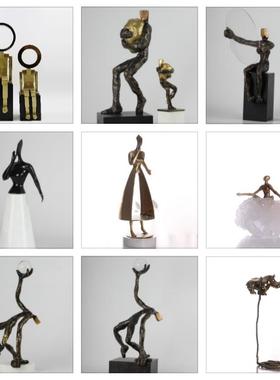 栖间现代创意人物雕塑摆件酒店玄关家居售楼处大厅会谈桌软装饰品