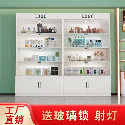 玻璃门带锁化妆品展示柜美容院理发店产品柜样品置物架礼品陈列柜