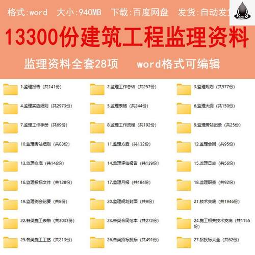 工程施工土建监理资料建筑监理大纲投标文件方案表格报告手册合同