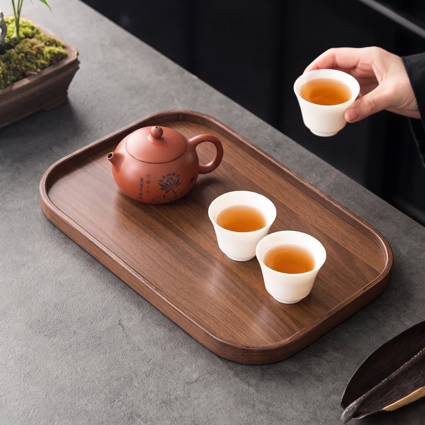 胡桃木质托盘竹制托盘商用长方形点心茶水多用收纳盘酒店待客茶奉