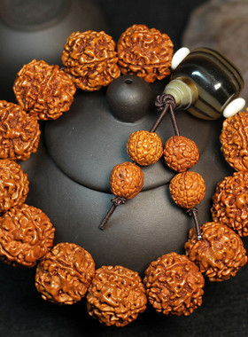 天然木质大金刚菩提手串文玩核桃佛珠原籽盘玩菩提子手链串珠男士