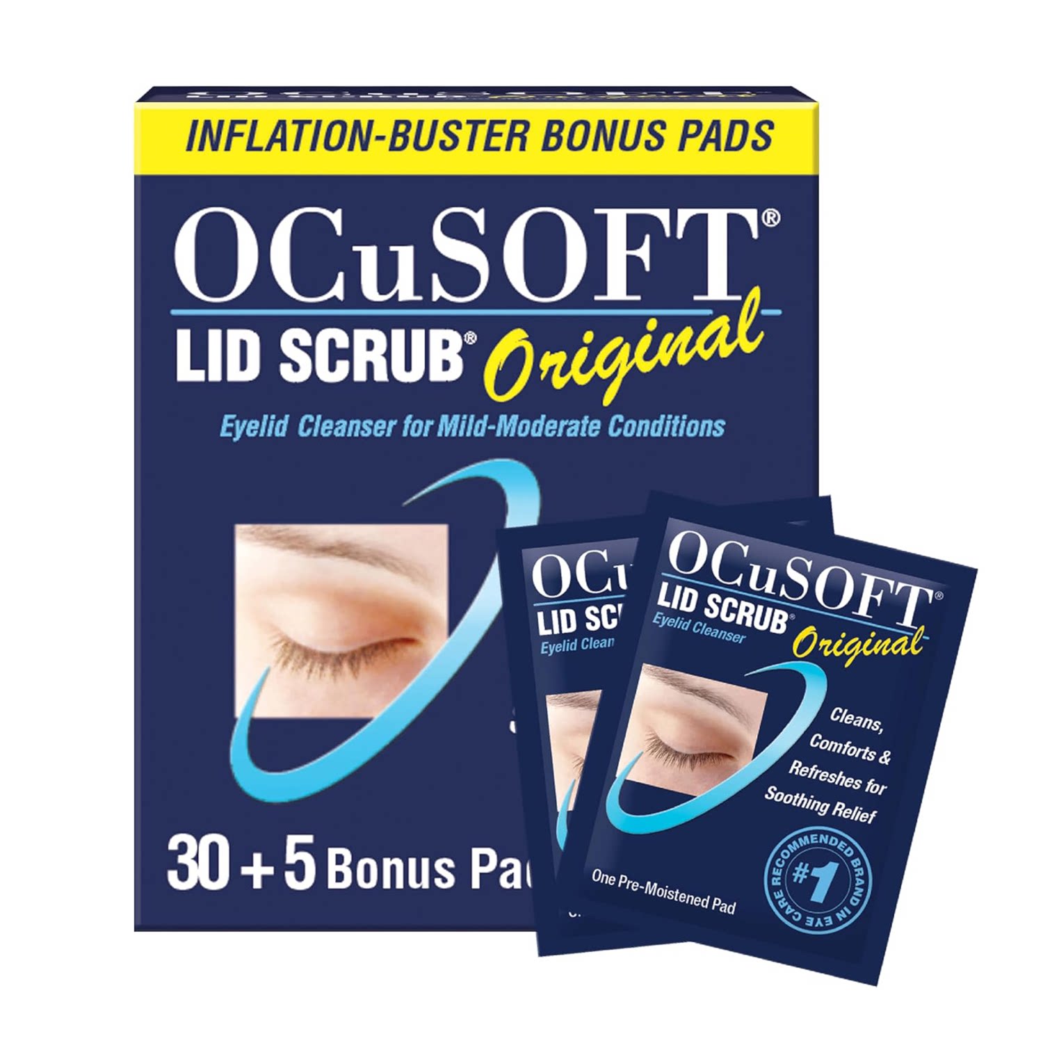 现货美国OCuSOFT基础款眼睛眼睑缘清洁湿巾棉片卸妆残留眼部卫生