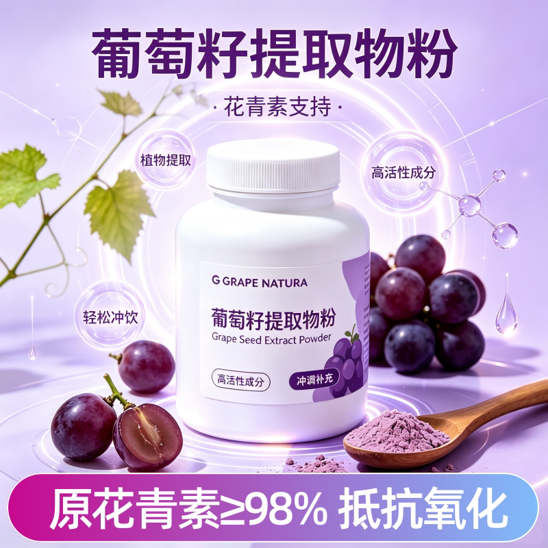 葡萄籽提取物出口级98%原花青素OPC粉肌肤透亮抵挡氧化100克包邮