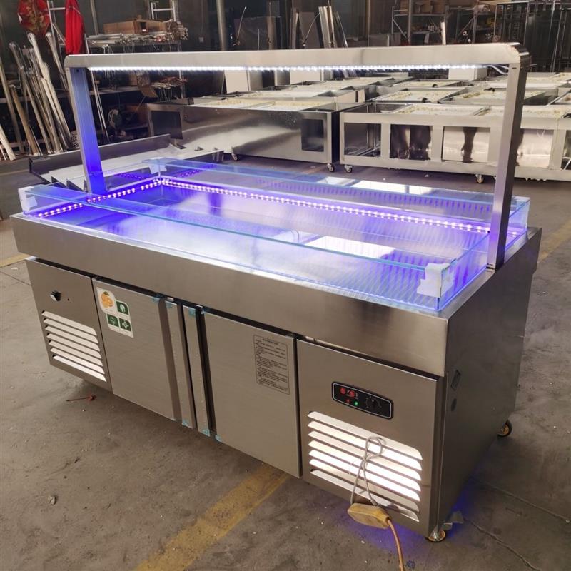 海鲜冰台展示柜水果捞冰鲜台超市保鲜喷雾冷藏冷冻不锈钢点菜商用