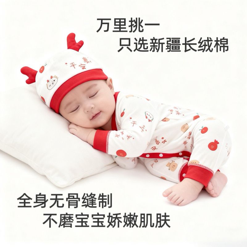 婴儿春秋衣帽套装胎帽连