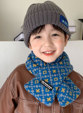 儿童围巾男宝宝可爱交叉