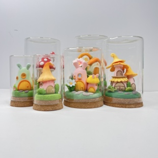 造物即视玻璃罐粘土作品展示软木塞玻璃罩黏土防尘罩手工展示台