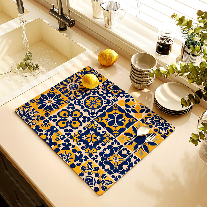 厨房台面沥水垫速干吸水洗手台水槽桌面防滑碗盘保护垫防烫置物垫,居家布艺,厨房地垫,淘宝优惠券,粉丝福利购,淘宝优惠卷
