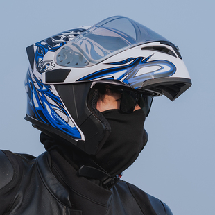 艾狮摩托车头盔男女机车全盔揭面盔蓝牙双镜冬季骑行3C认证安全帽