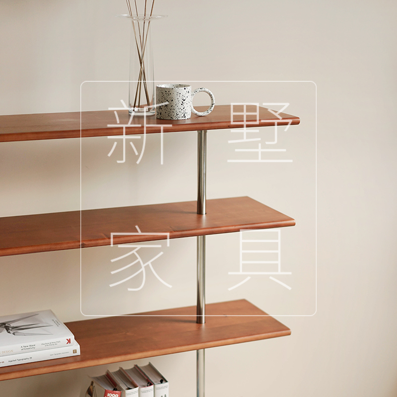 工业风书架书柜客厅不锈钢收纳移动推车置物架落地多层陈列展示架