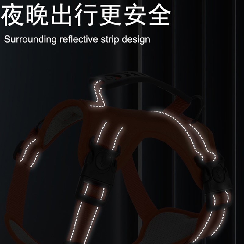 小狗狗牵引绳小型犬比熊背心式防挣脱胸背带外出泰迪遛狗绳狗链子