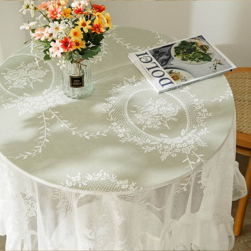 法式浪漫公主风白色蕾丝桌布长方形茶几布高级感圆桌布餐桌布台布