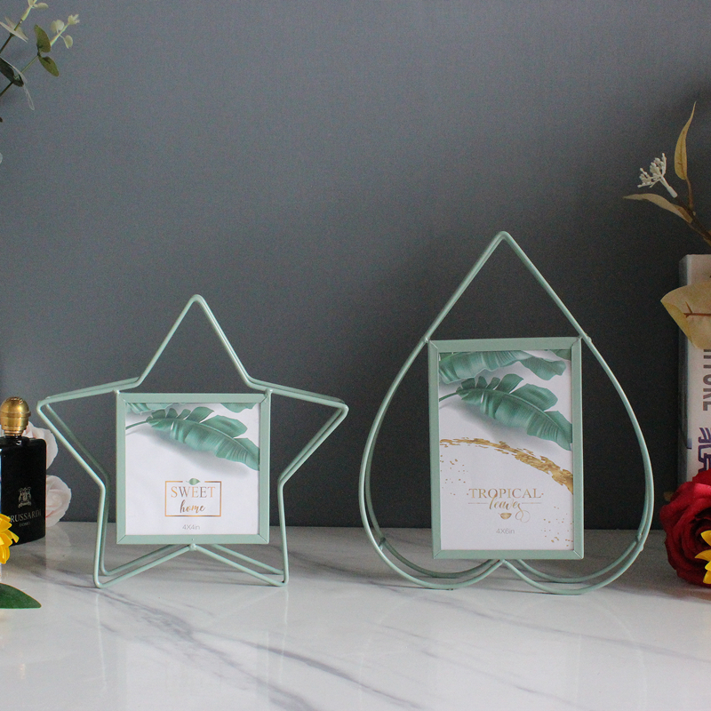 创意相框摆台方4寸6寸7寸北欧轻奢风儿童情侣照片架金属装饰摆件