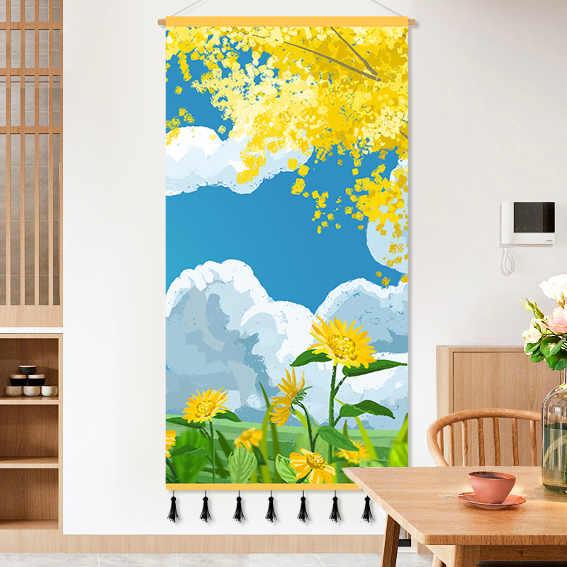 向阳而生向日葵装饰背景墙布艺挂画客厅卧室酒店沙发装饰画布挂毯图片