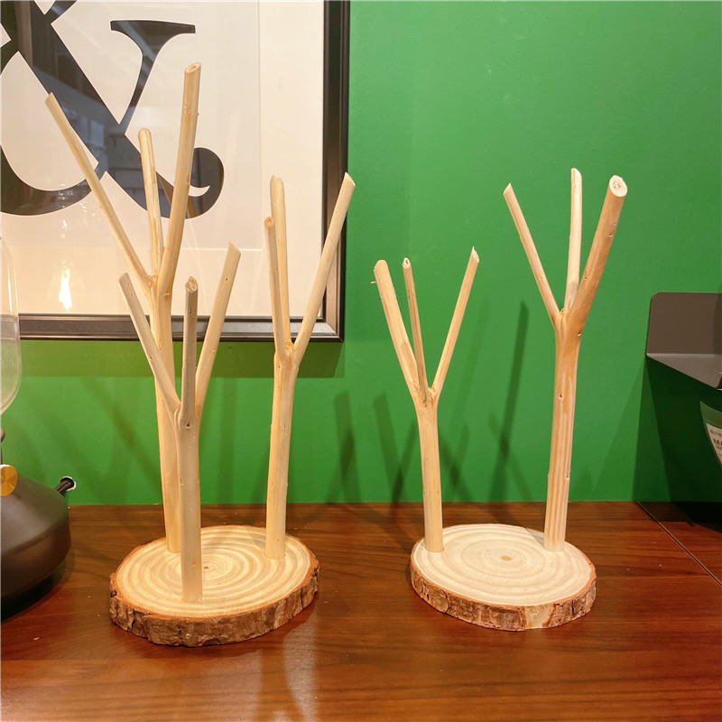 天然树枝树杈摆件手串挂件展示架森系桌面摆台玄关收纳幼儿园环创