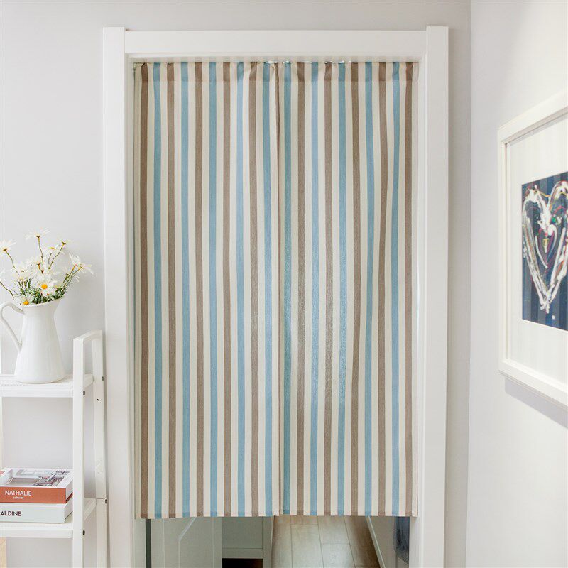 北欧简约布艺双面门帘卧室挂帘厨房防油烟长帘遮挡帘粘贴柜子帘子