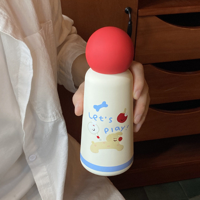 可爱小狗苹果保温杯不锈钢水杯便携卡通随身杯