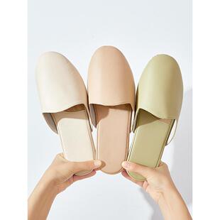 高档皮拖鞋女外穿办公室包头拖鞋女士四季室内家居地板防滑牛筋底