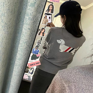 子四道杠针织夏季 女款 袖 小狗刺绣TB短袖 翻领T恤女上衣显瘦 POLO衫