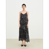 MINGSI雅黑色格纹吊带连衣裙ME101311803