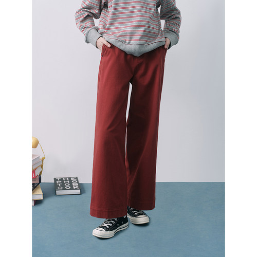 MINGSI x JEEN春季合作系列殷红色净版直筒牛仔裤JB1012204