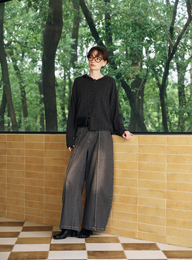 【商场同款】JEEN2025早秋炭灰色晕染茧型牛仔裤弯刀裤JB1032203