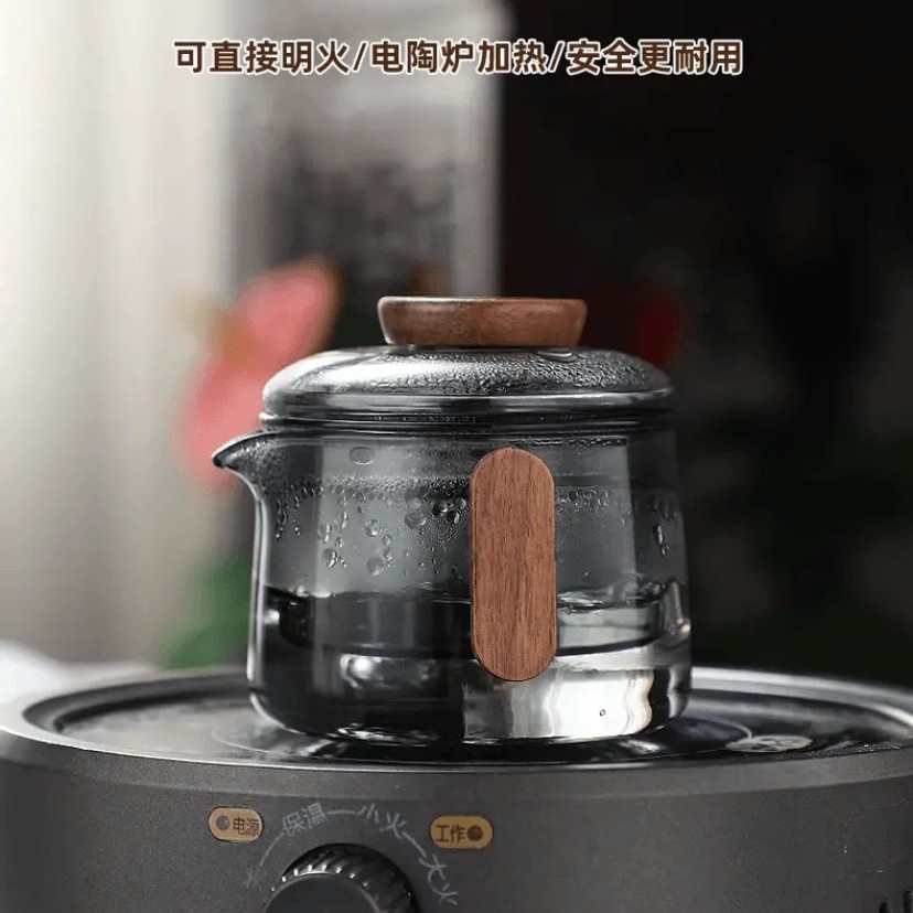 小号180ml手抓壶耐热玻璃泡茶器创意双耳防烫泡茶碗内胆过滤盖碗