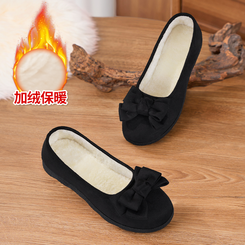 老北京布鞋女2025新款冬季软底中老年毛毛豆豆鞋黑色工作妈妈棉鞋,女鞋,棉鞋,淘宝优惠券,粉丝福利购,淘宝优惠卷