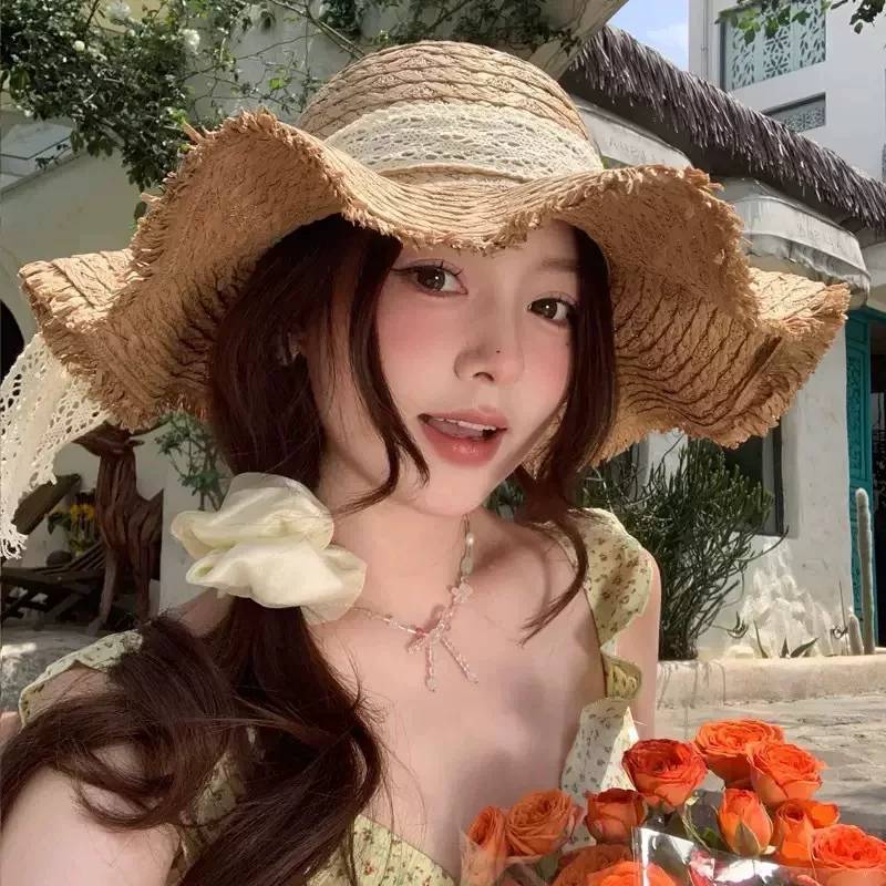 平沿草帽女夏海边度假遮阳防晒