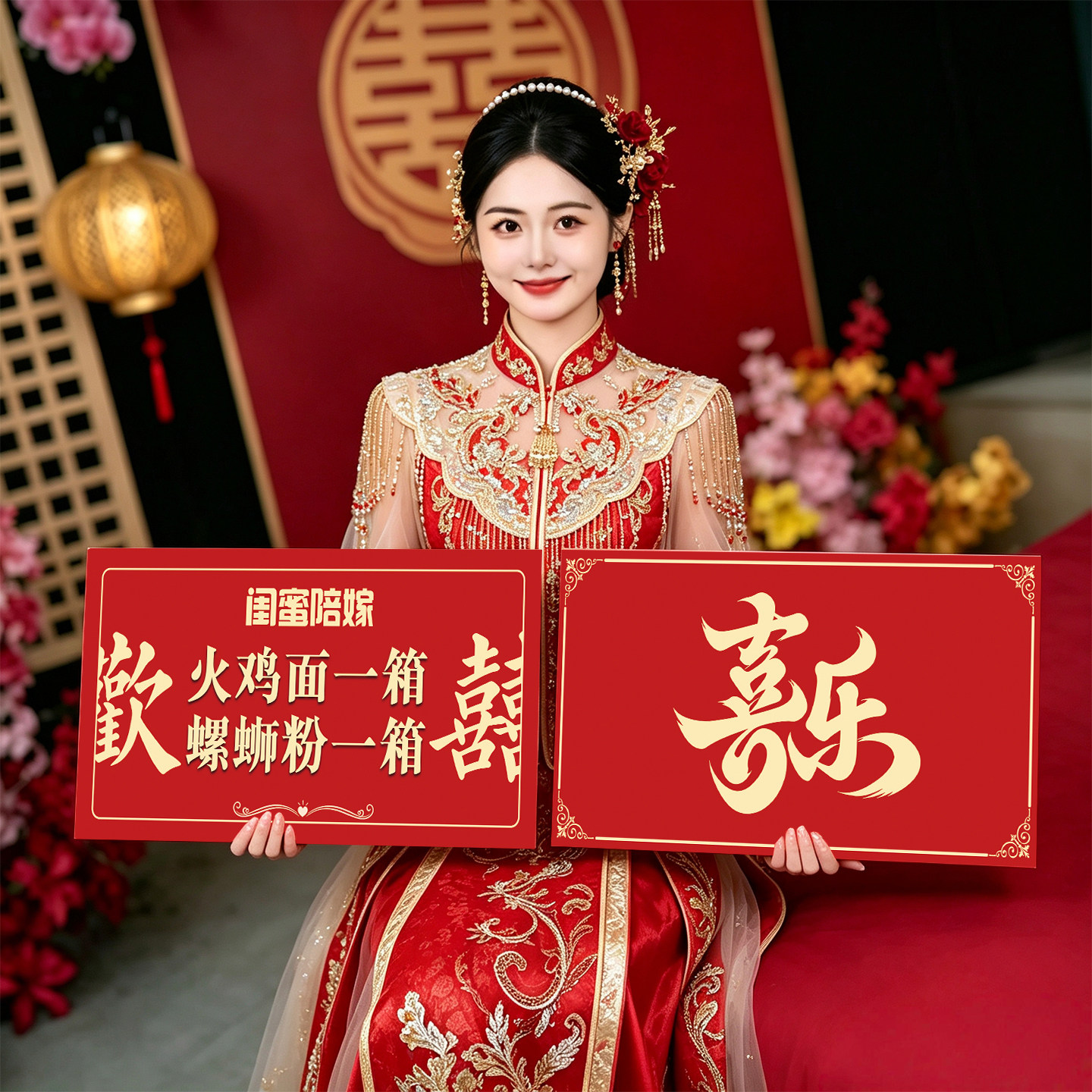 闺蜜陪嫁礼物好朋友结婚婚礼现场闺蜜陪嫁牌子kt版婚庆惊喜展示牌