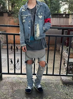 自主3rd第三季毛边条纹长袖春秋季打底T恤jerry同款高街风格男