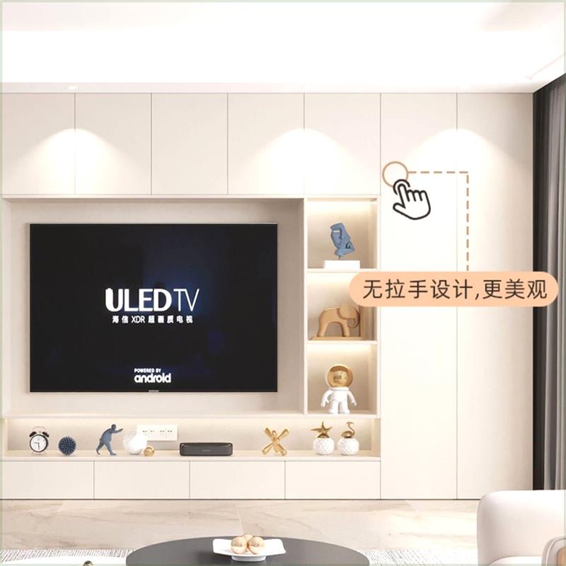 奶油风实木电视柜组合一整套客厅储物收纳柜鞋柜定制门厅背景墙柜