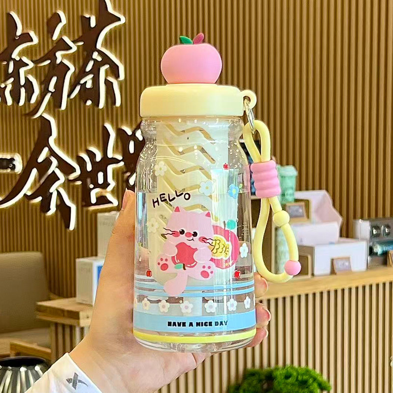 苹果水杯2026新款吸管杯子女生高颜值茶水分离花茶杯外出上学专用