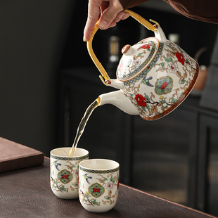茶壶泡茶家用陶瓷功夫茶具单壶茶水分离专用大容量提梁壶 2025新款