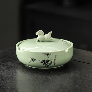 火锅砚台书法专用带盖陶瓷保湿墨碟不干墨毛笔墨汁墨盒墨海火锅砚