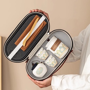 旅行茶具便捷式 旅游户外功夫茶杯泡茶壶 快客杯个人专用随身包套装