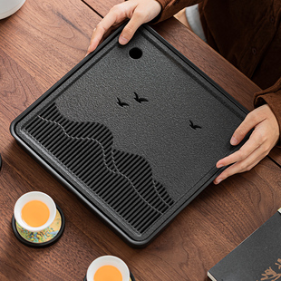 远山家用正方形茶盘密胺干泡茶台茶托盘轻奢高档功夫茶具2024新款