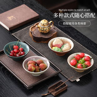 日式手工茶点盘家用复古粗陶果盘茶桌民宿餐厅古朴餐具水果沙拉碗