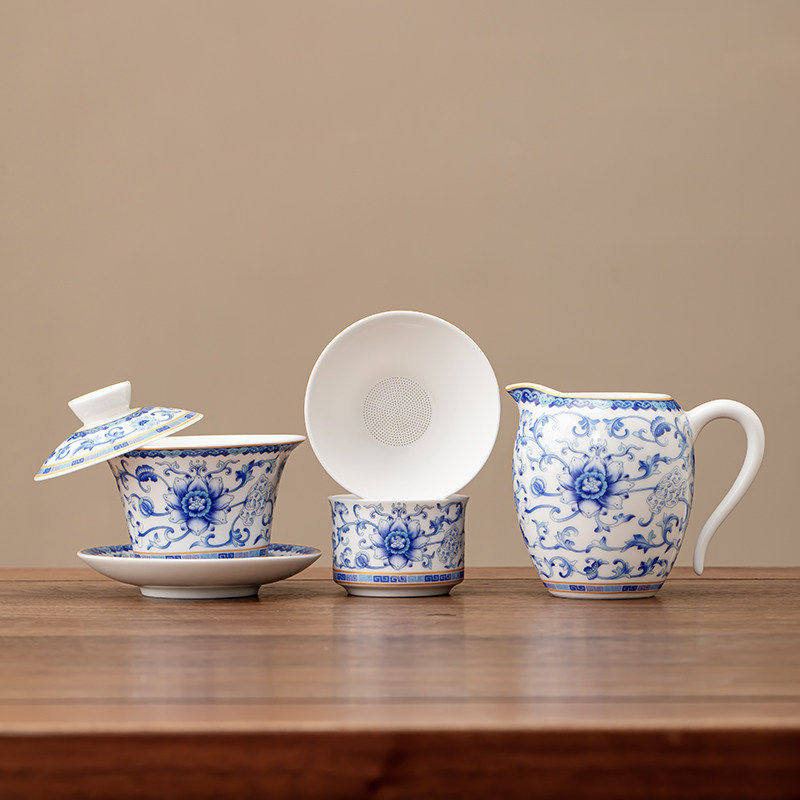 羊脂玉瓷白瓷全瓷茶漏茶隔茶滤陶瓷茶具茶叶过滤泡茶滤网公道杯