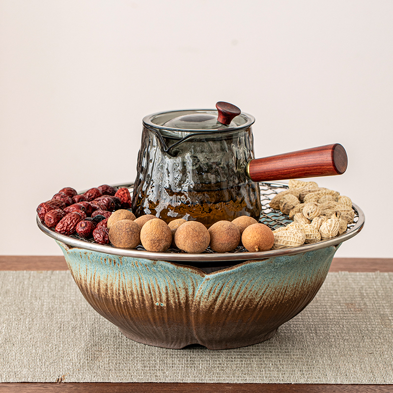 围炉煮茶玻璃煮茶壶莲花电陶炉套装家用耐高温提梁壶泡茶器茶具