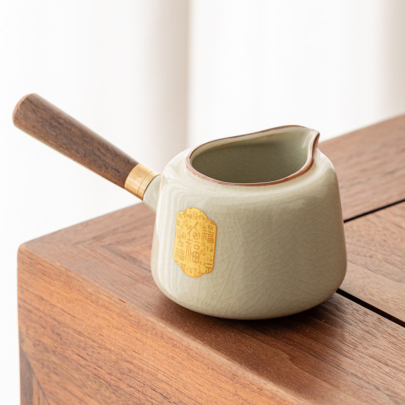 汝窑侧把公道杯陶瓷实木柄防烫家用功夫茶具泡茶均分茶器茶海高档,餐饮具,公道杯,淘宝优惠券,粉丝福利购,淘宝优惠卷