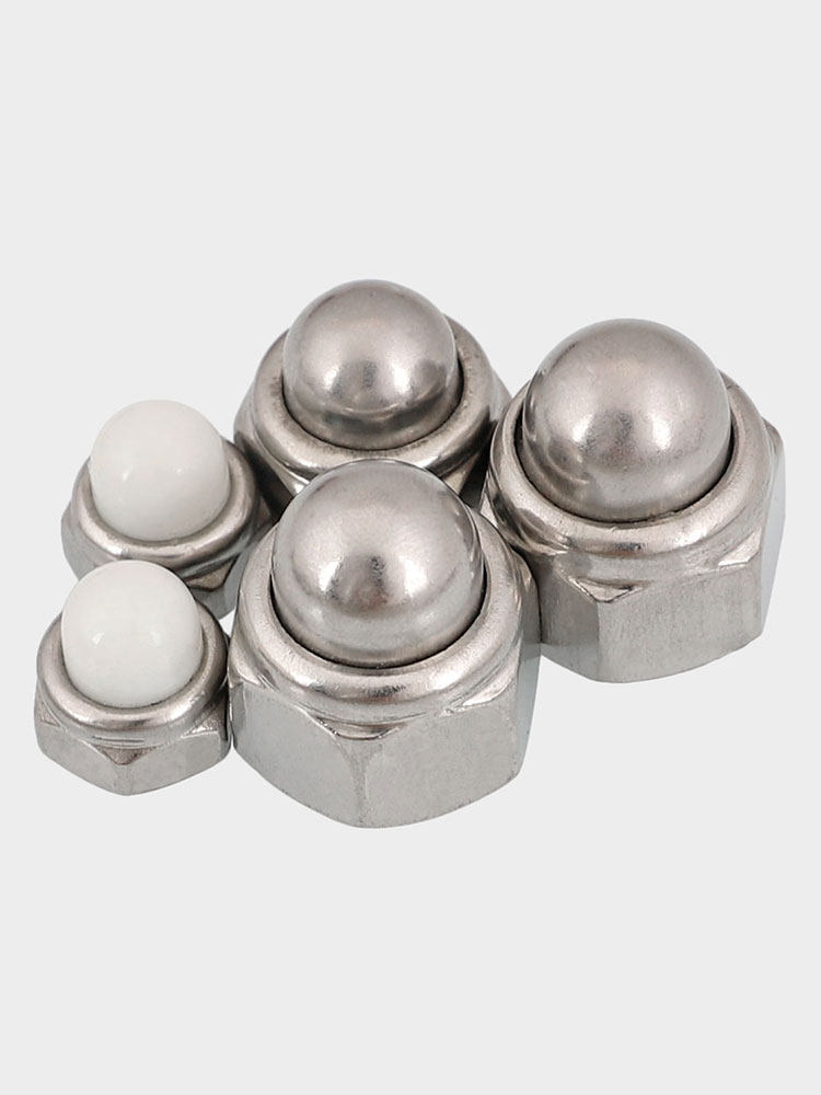 304不锈钢din986尼龙自锁球头球盖型螺母金属装饰遮丑盖形螺帽m5