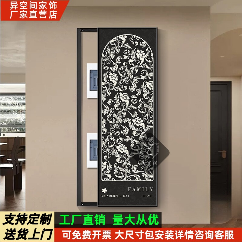 闸盒中推拉配电箱遮挡式复古大装饰画古风尺寸电表箱画开关画法电