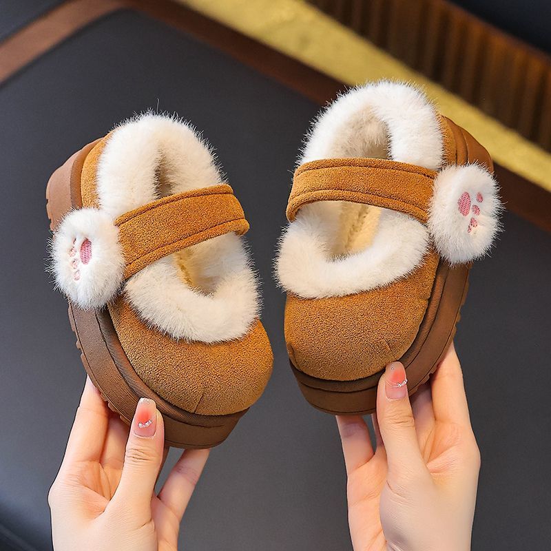 儿童冬季棉拖鞋女童卡通软底防滑中小童鞋子保暖毛绒宝宝棉鞋包跟