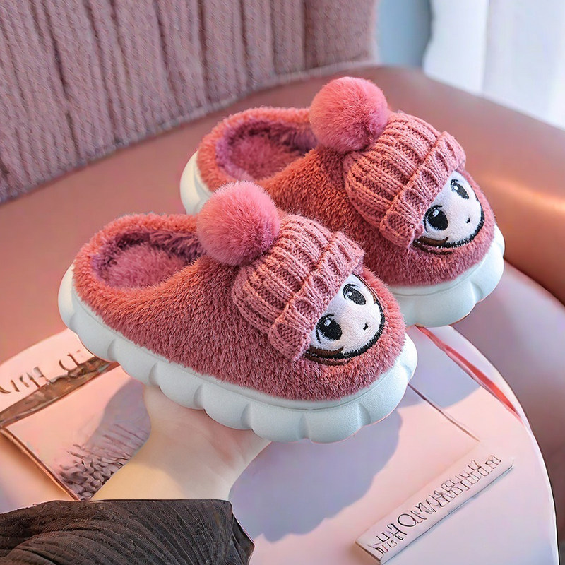 儿童棉拖鞋女秋冬居家保暖男童毛拖卡通可爱防滑亲子款女童棉拖鞋