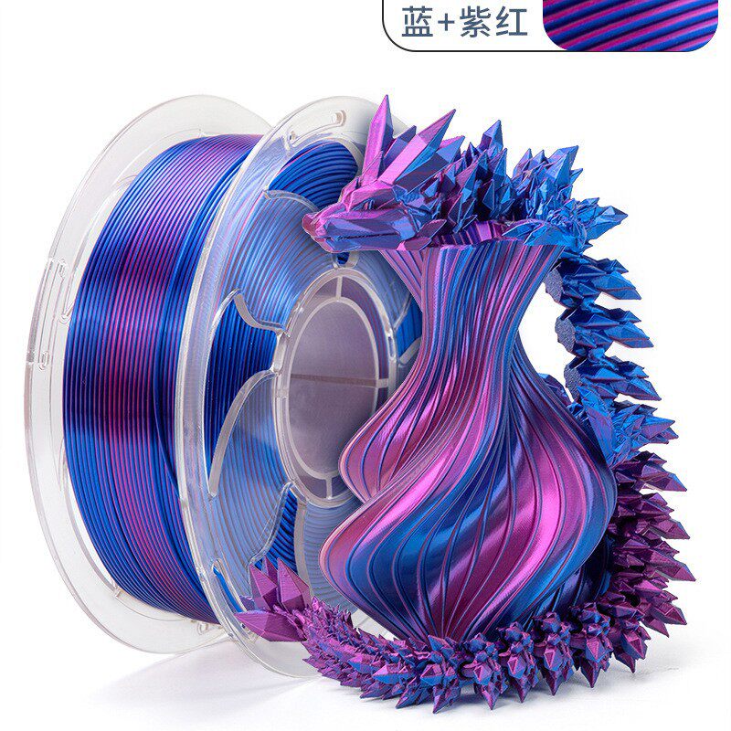 拓森 3D打印耗材PLA丝绸双色丝绸PLA耗材1KG丝绸双色红蓝丝绸PLA图片