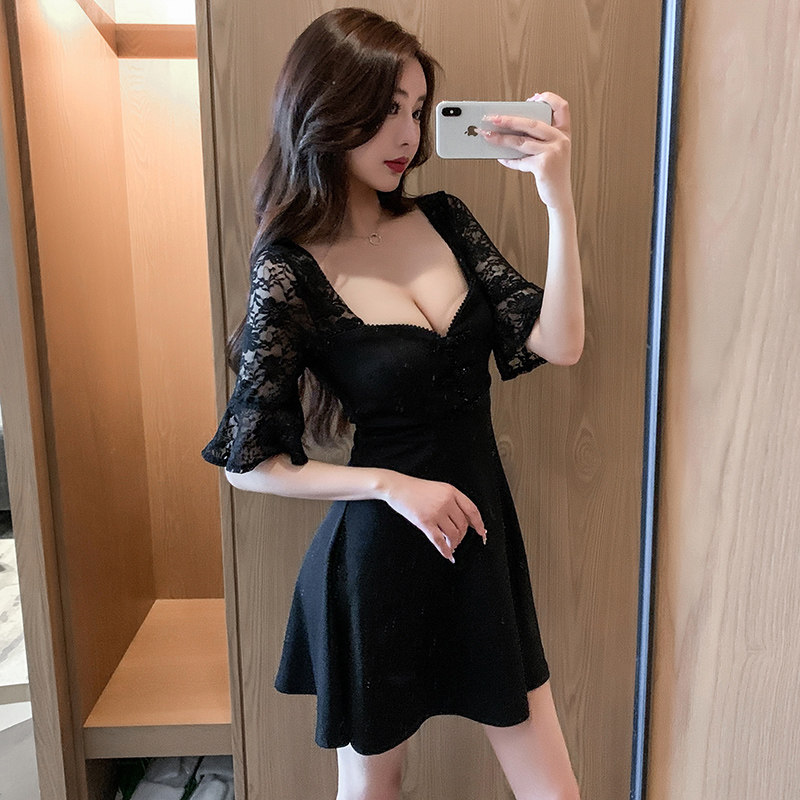 夜总店女装连衣裙低胸气质显瘦a字裙夜场上班衣服足浴技师工作服